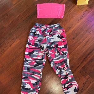 NEON PINK CAMO TWO PIECE SET